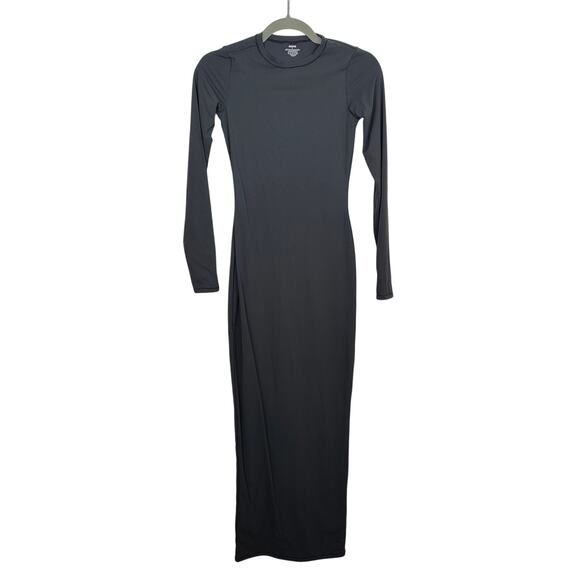 Skims‎ Fits Everybody Crew Neck Long Sleeve Maxi Dress Womens Small Onyx Black - Picture 1 of 5